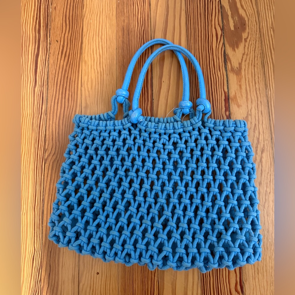 Clare V. Blue Woven Tote Bag